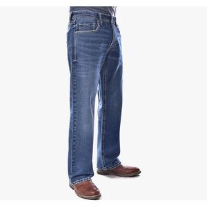 SOLD - NWT Mens Jeans 32x30 Axel Slim Bootcut Faded Blue Thick Stitch Denim